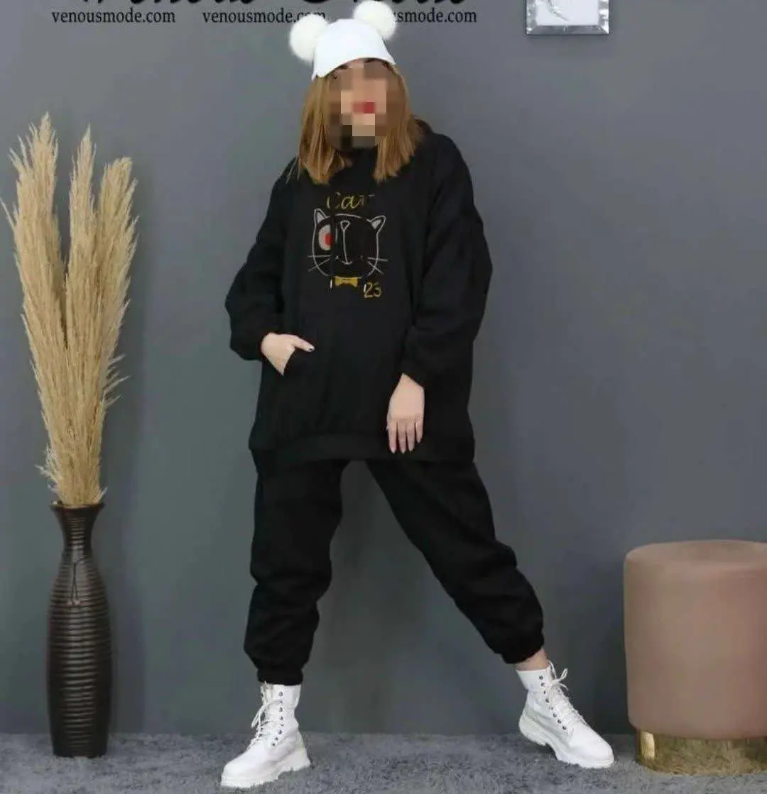 🍁نام: هودی شلوار جیب پستی cat
