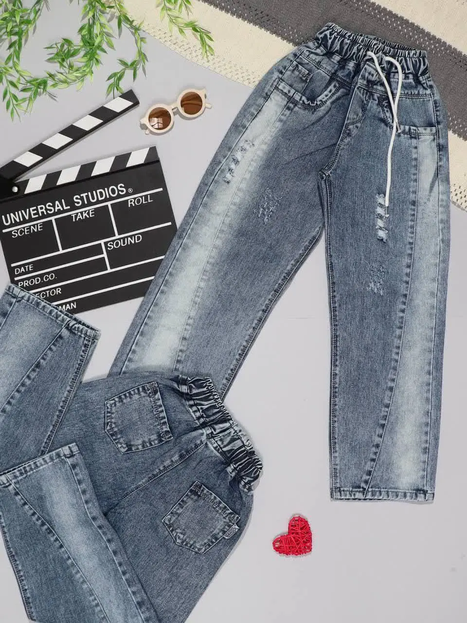 👫شلوار جین بگ آبی روشن چهار...