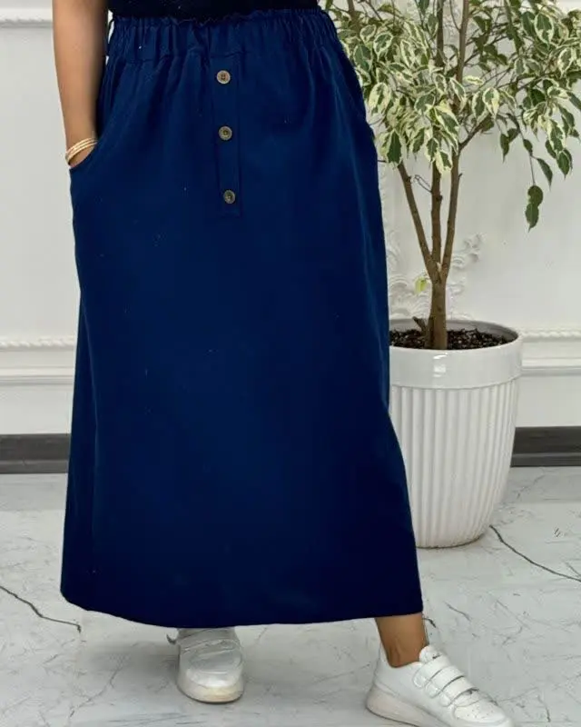 دامن لینن جیب دار
