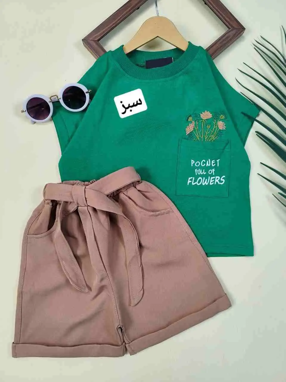 کراپ شلوار تک جیب flowers 
