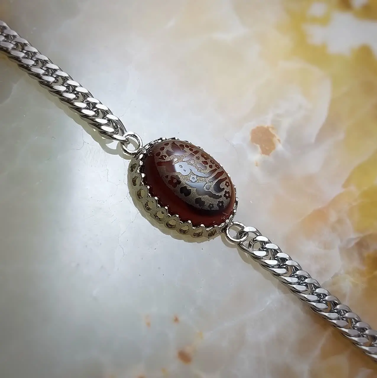 دستبند هیئتی عقیق قهوه ای ی...