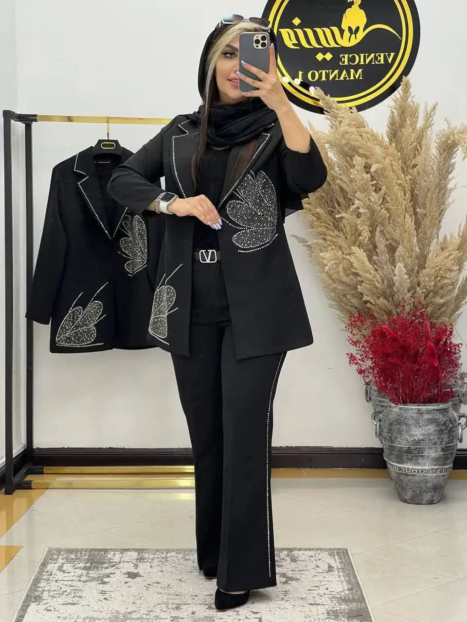 🖋نام: ست کت شلوار شیک مجلسی طرح گل
