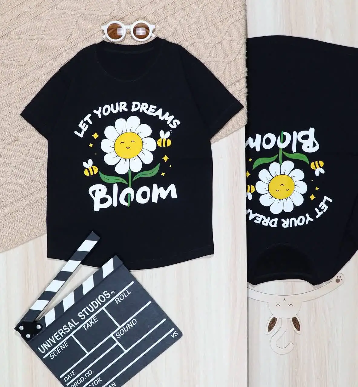 👫تیشرت مشکی دخترانه چاپ آفتابگردان 👫
