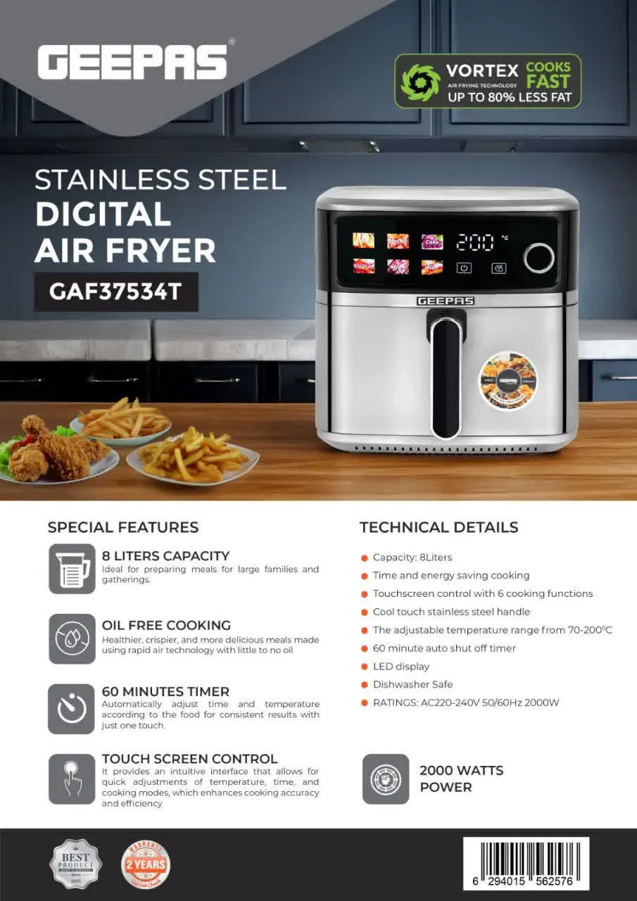 سرخ کن تمام استیل جیپاس ۸ لیتر 
