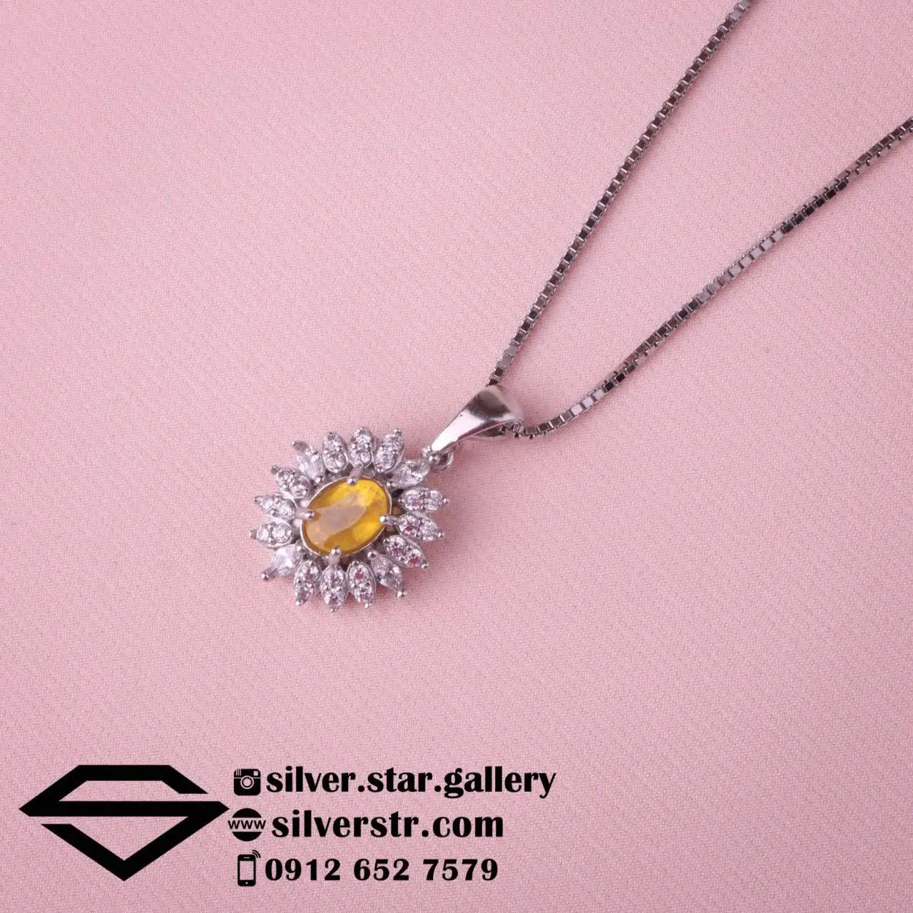 💎 پلاک #زنانه یاقوت زرد اصل کد ۱۲۶۰
