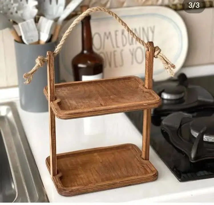 استند چوبی چهارگوش دو طبقه
