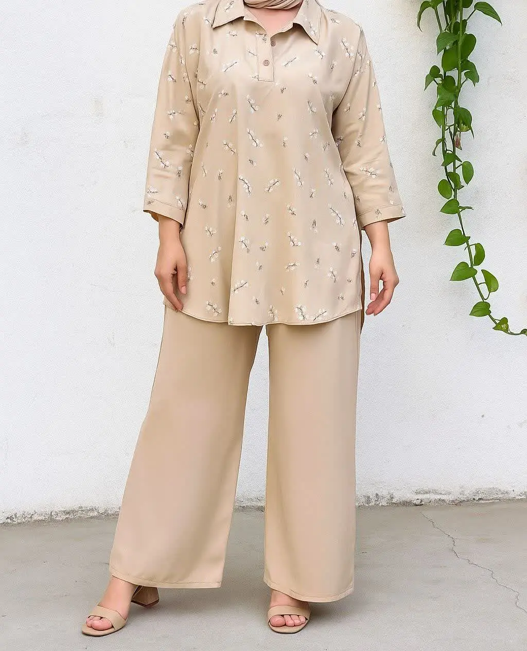 ست شومیز شلوار گل گچی دو دکمه