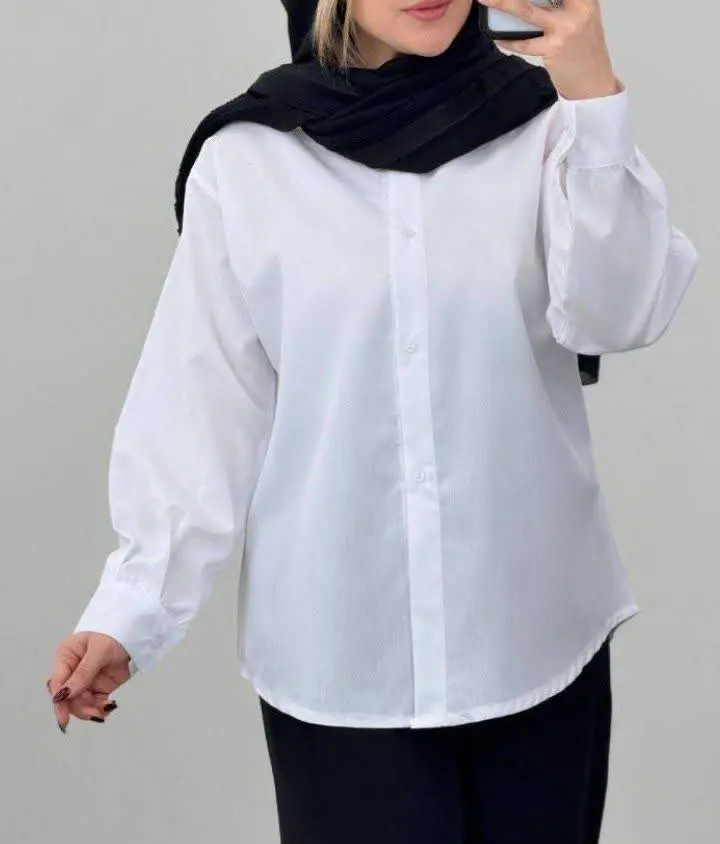 شومیز سفید ساده تترون