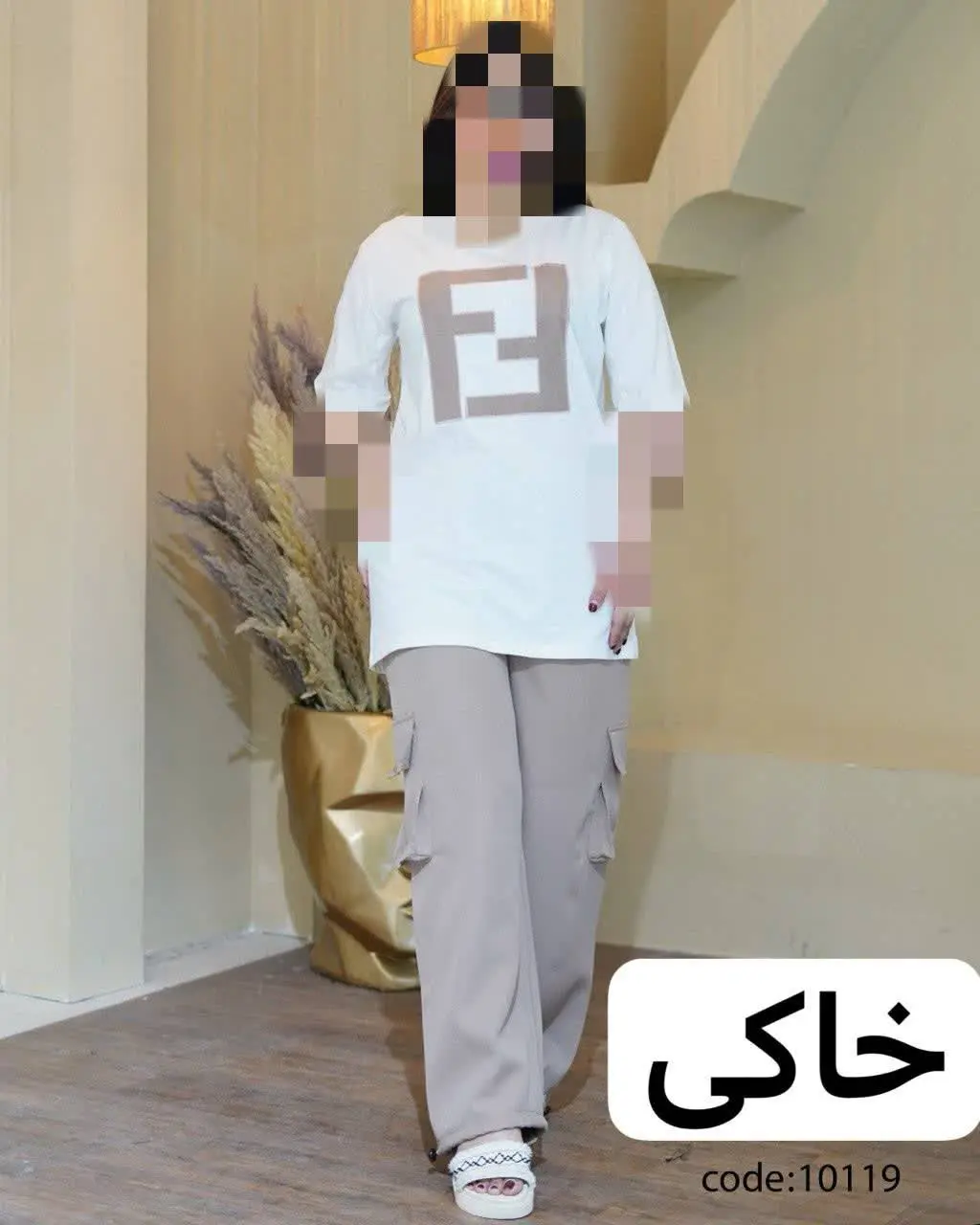 🖋نام: ست کارگو و تیشرت فندی
