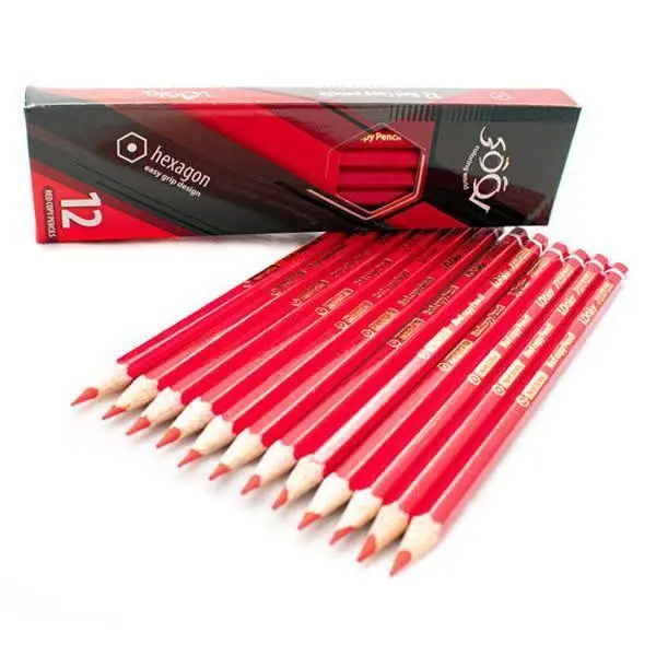 📉مداد قرمز شش گوش لوکی
