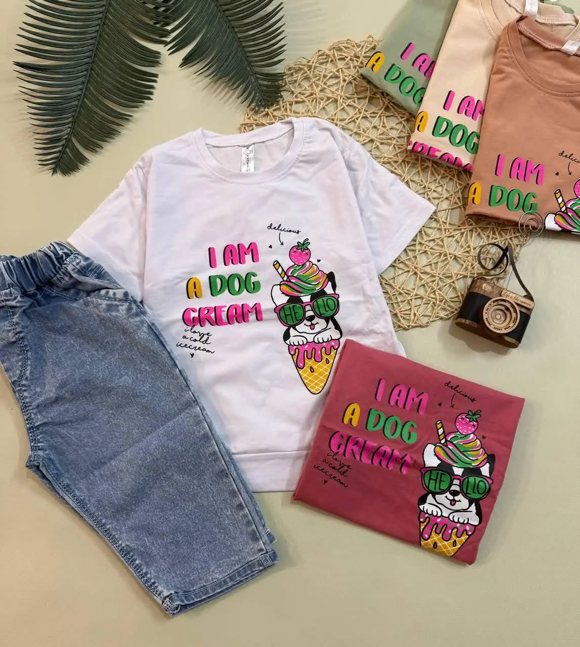 👚👖نام کالا: نیشرت شلوارک لی بستنی دخترانه
