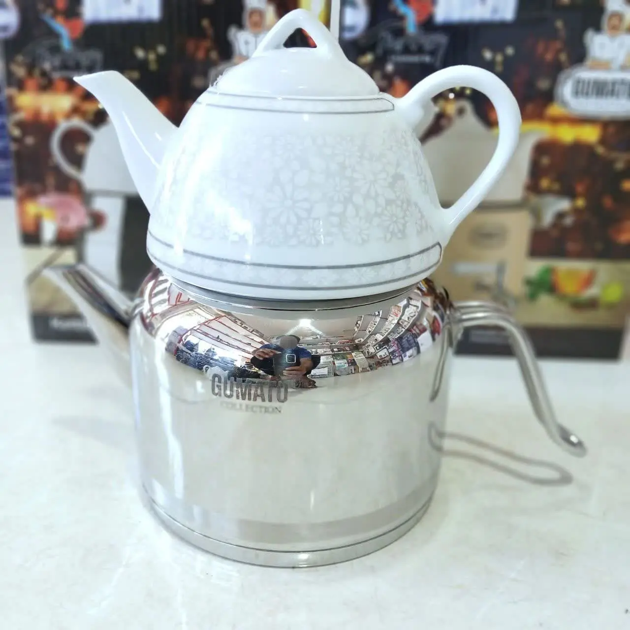 کتری قوری کف چدن لوله دار ۴...