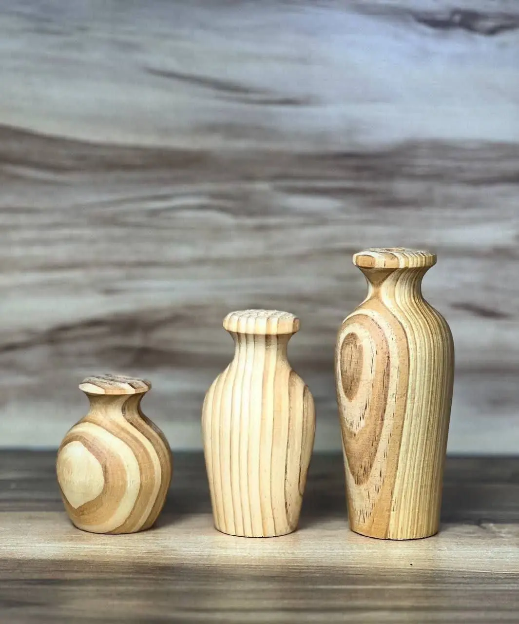 گلدان چوبی سه عددی
