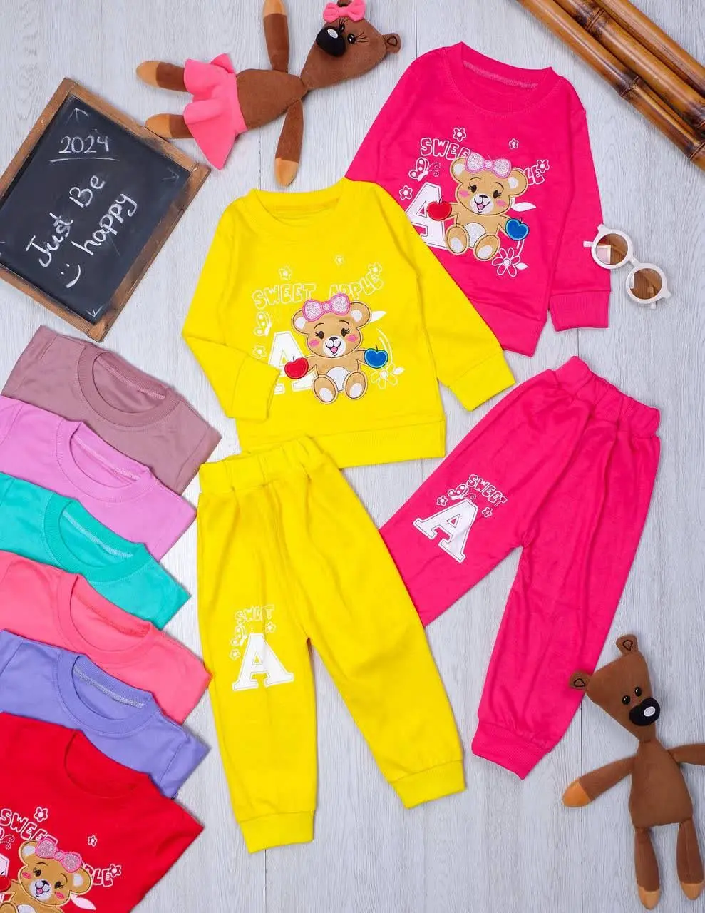 👫بلوز و شلوار گلدوزی خرس دو سیب👫
