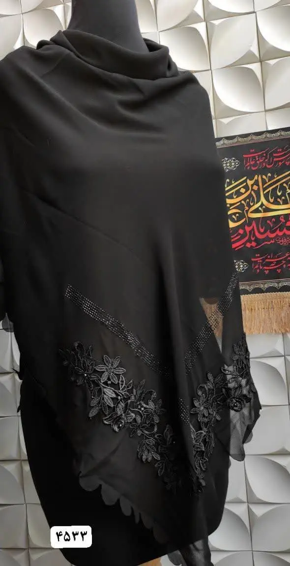 روسری حریرکرپ گیپوردوزی🌸 
