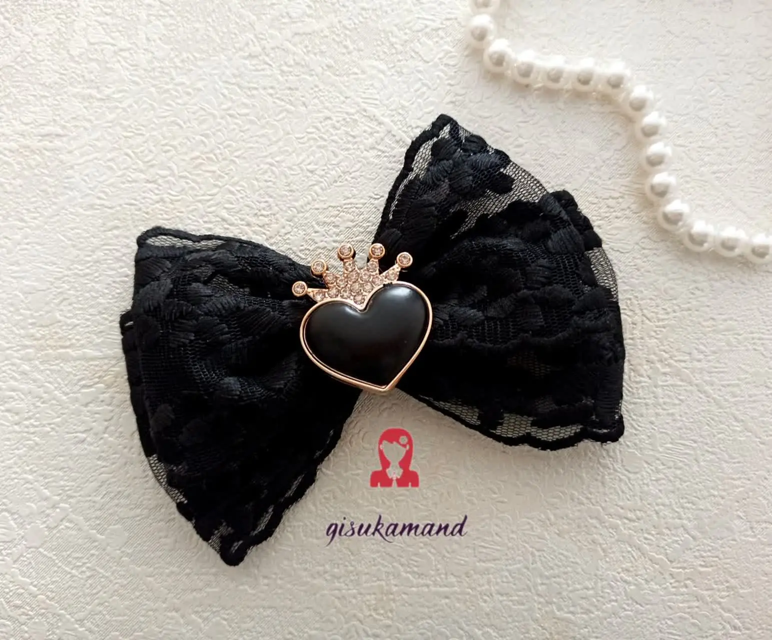 گلسر پاپیون دوبل گیپور با خرجکار قلب تاجدار
