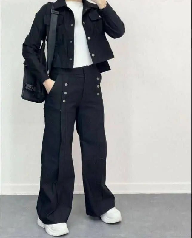 🔺ست کتان کش پرچی دوتیکه کت...