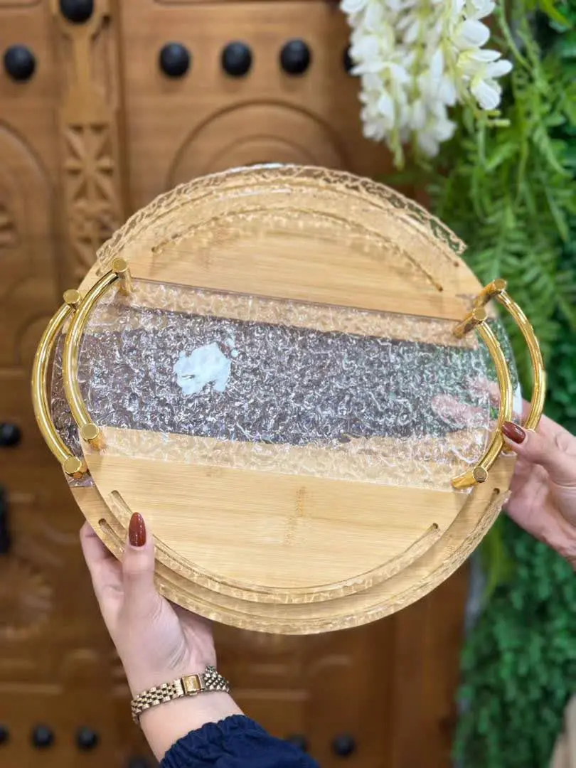 ✳️ سینی جفتی دسته طلایی