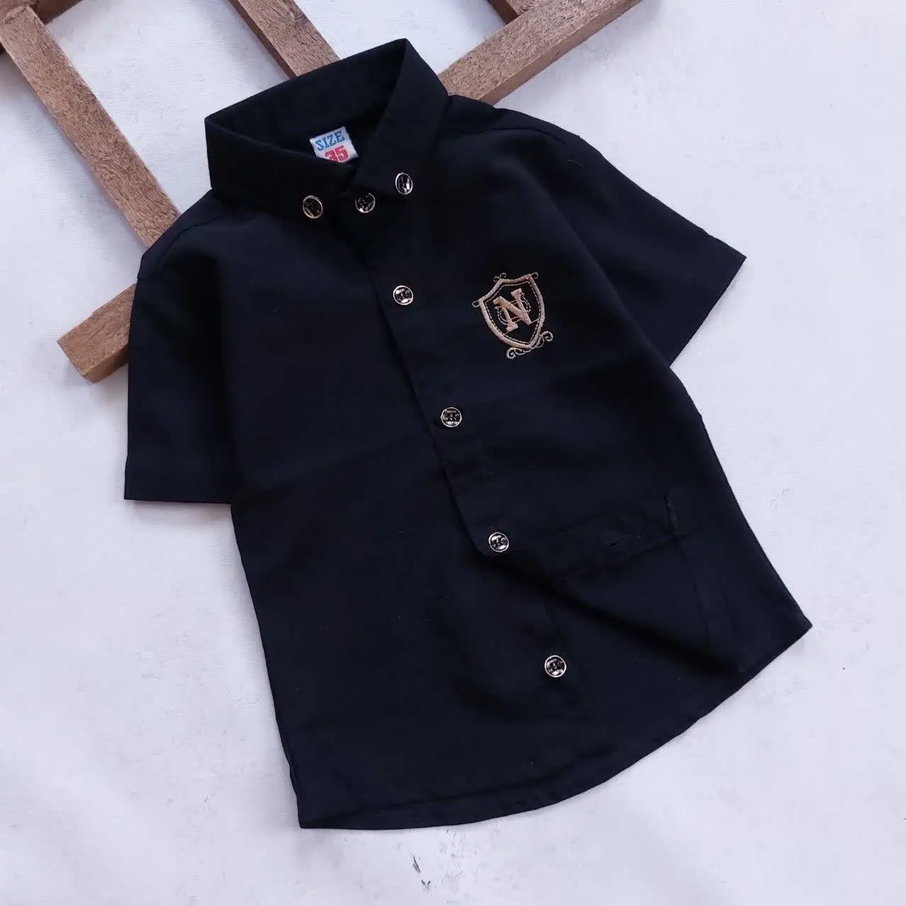 پیراهن پسرانه مشکی آستین کوتاه
