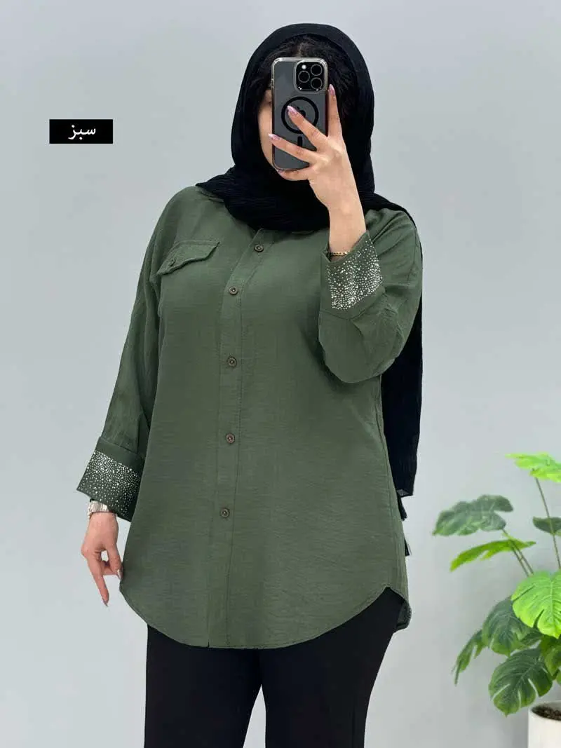 شومیز مانتویی نیلی 
