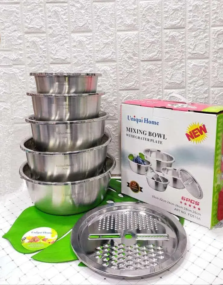 لگن ۶ تکه تمام استیل رنده دار یونیک اصلی 
