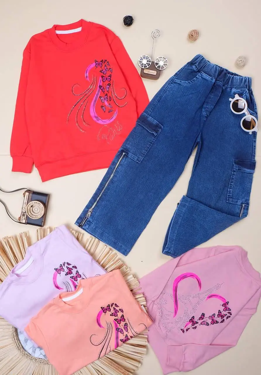 👕نام کالا: #بلوزشلوار لی دخترانه 
