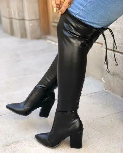 بوت جورابی بلندمدل چرم