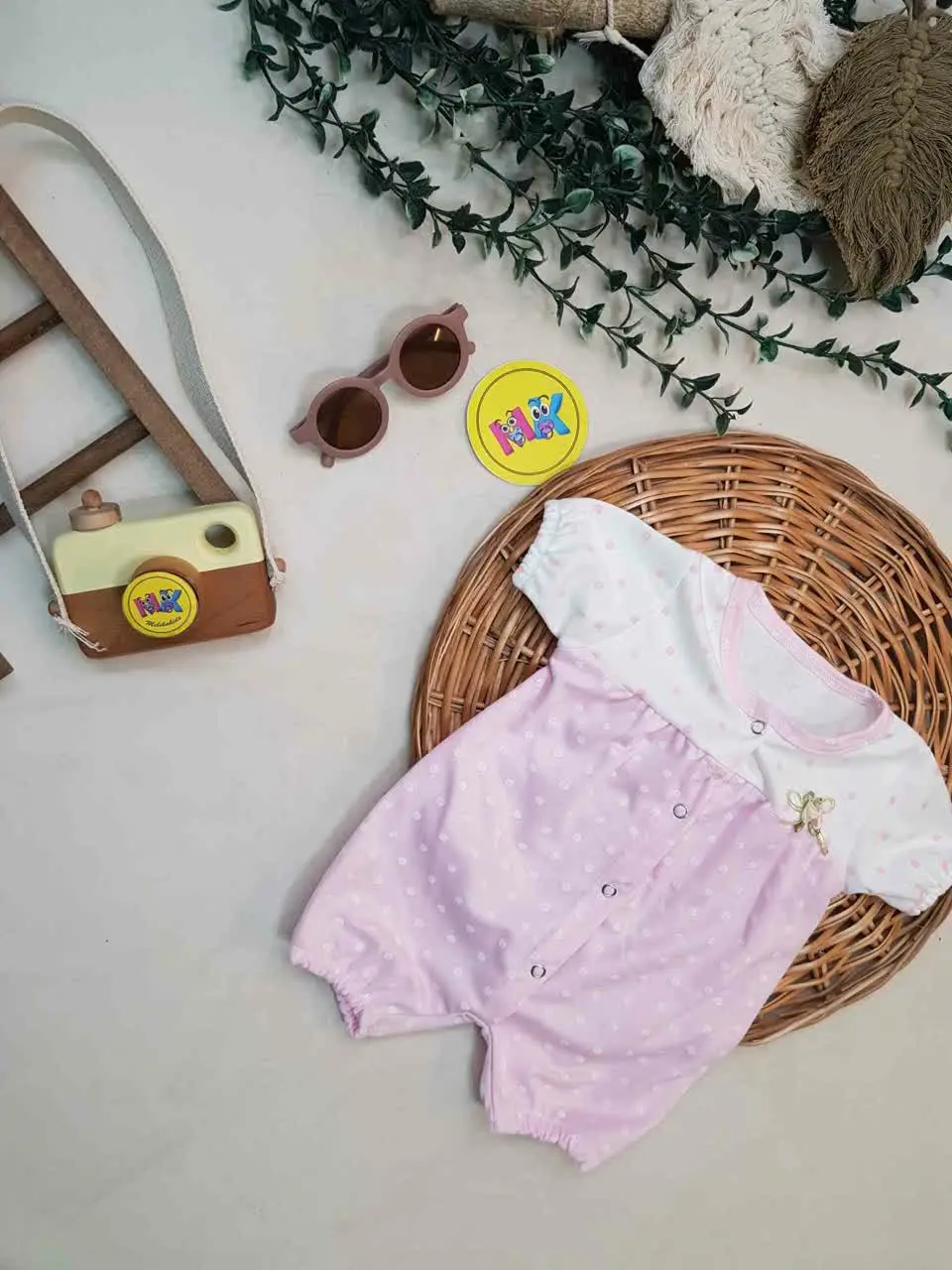 رامپر خالدار جلودکمه نوزادی و کودک کد ۱۸۰۰۸ 
