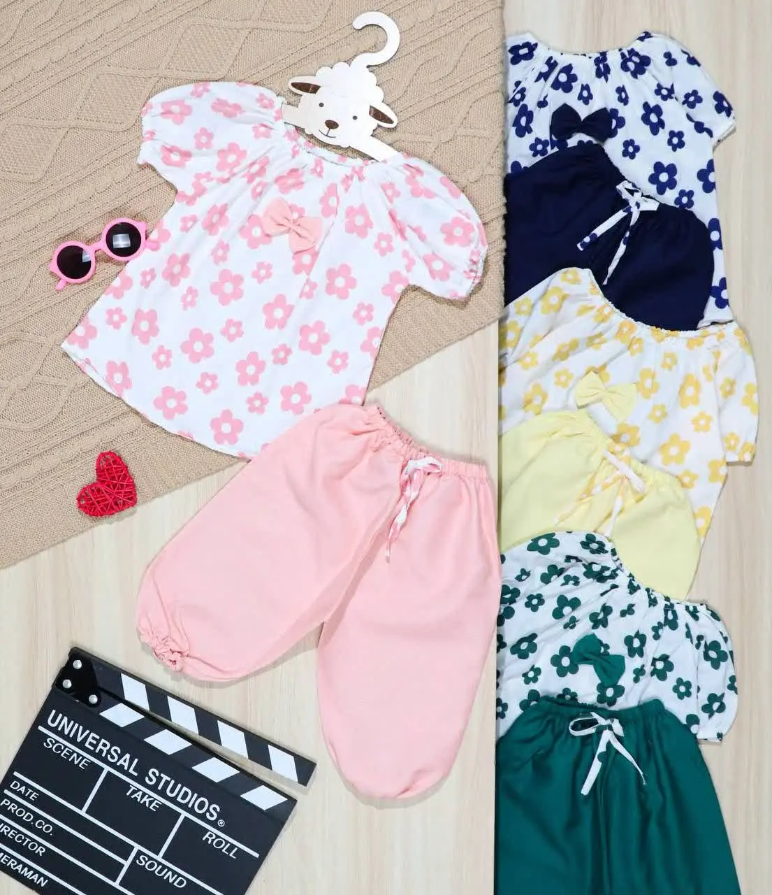 👫شومیز و شلوارک چاپ گل بابونه👫
