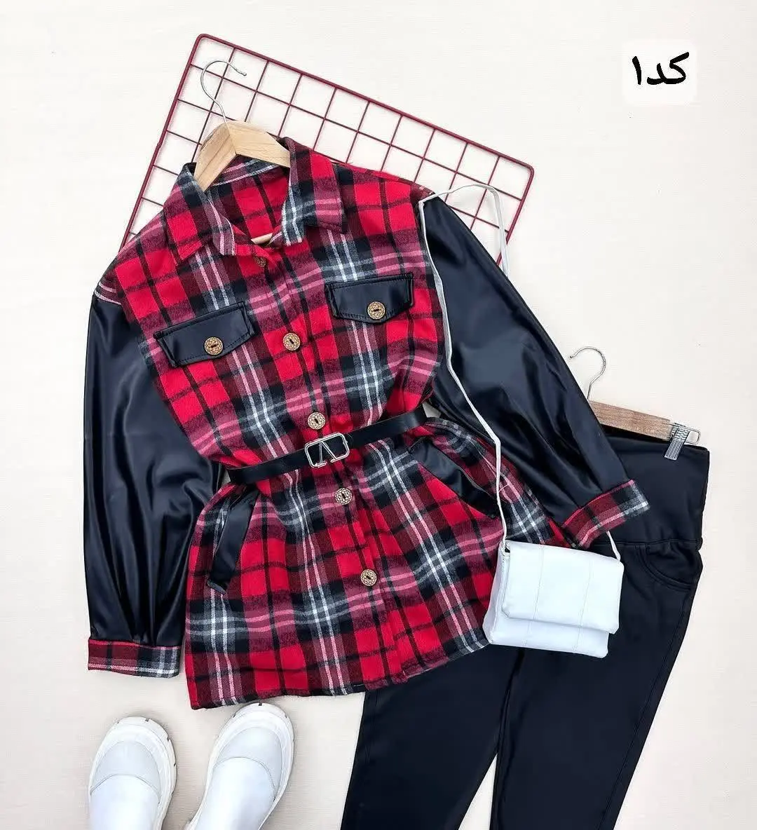 🛍نام: پاییزه آستین چرم مهین+کمربند🍂
