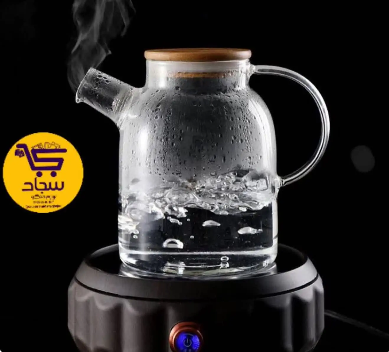 🖊قوری پیرکس با درب بامبو
