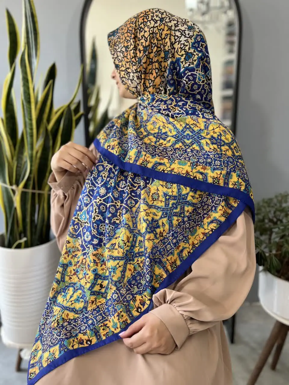 روسری سوپر نخ طرح کاشی🌱🌸