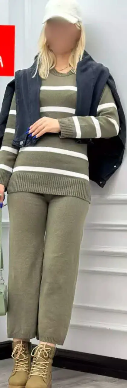 بلوز و شلوار بافت راه راه paris
