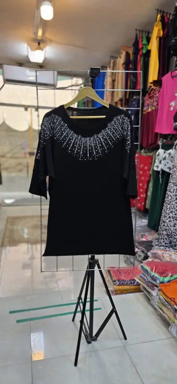 ✅️ #تیشرت آستین ۳ ربع نگین دار 💥
