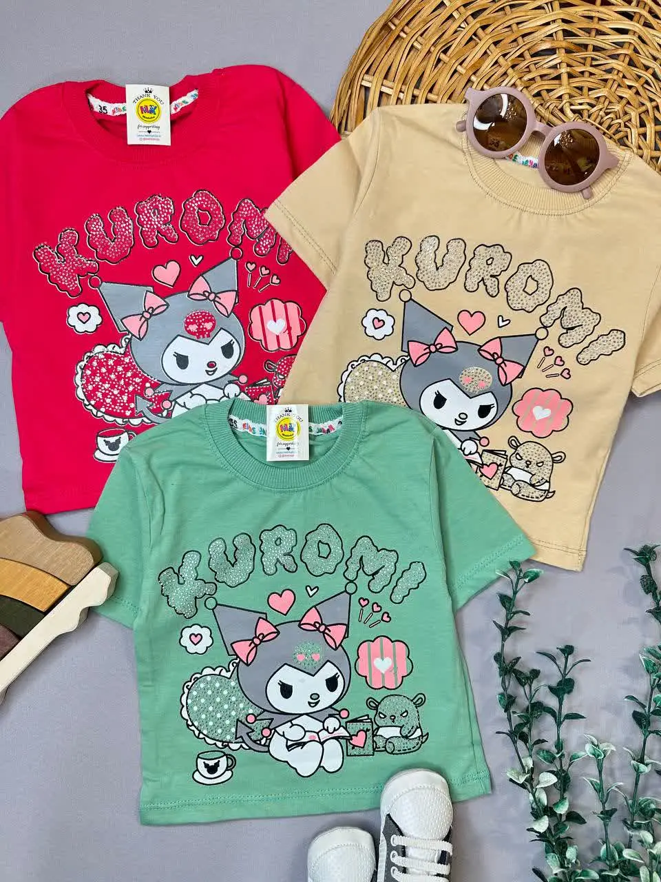 بلوز تیشرت تک طرح کرومی نگینی نوزادی و کودک کد ۱۱۱۲۶ 
