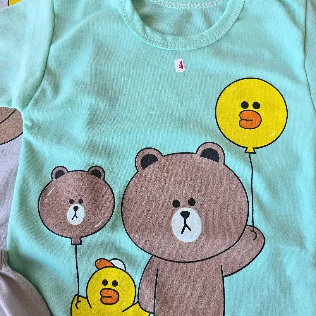 تیشرت شلوارک نخی خرس و جوجه بادکنکی
