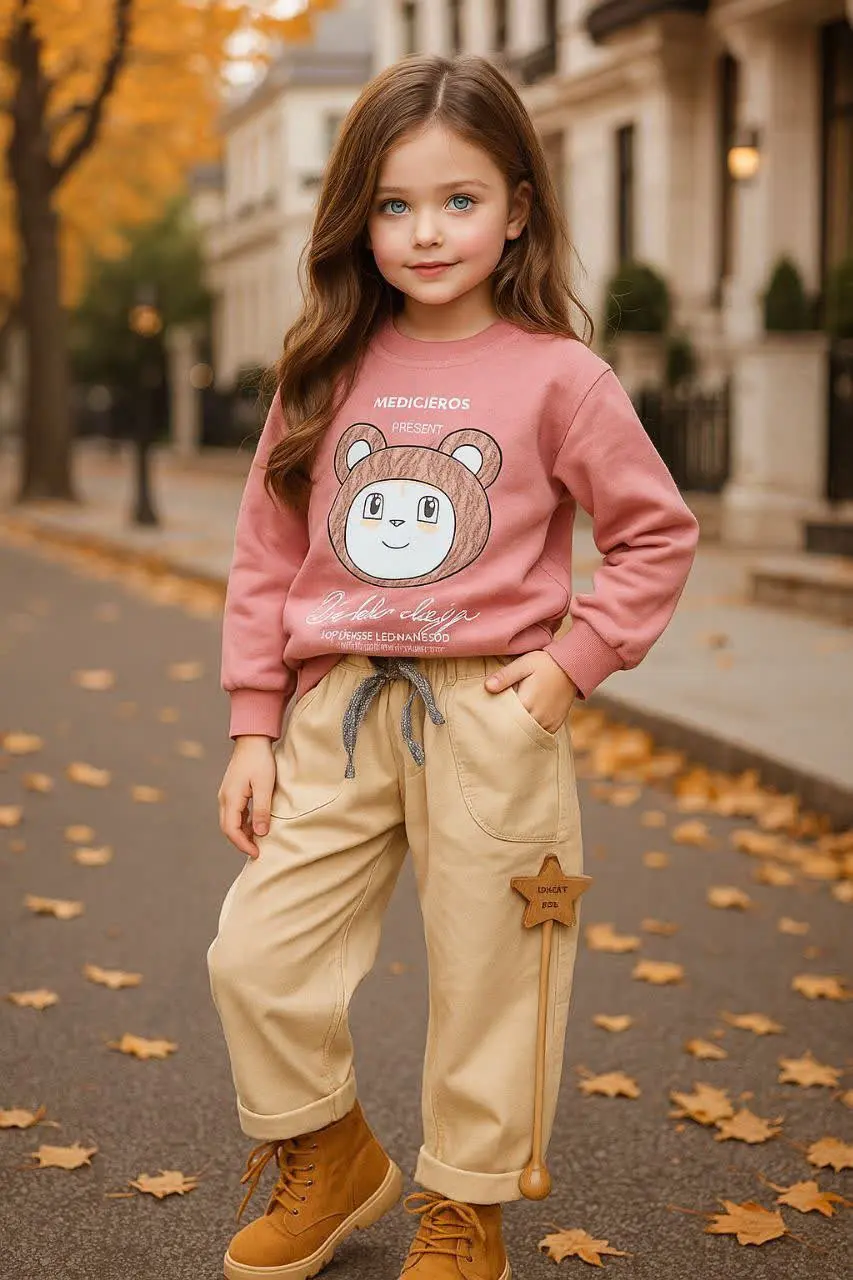 🎄بلوز شلوار کتان بگ چاپ خرس...