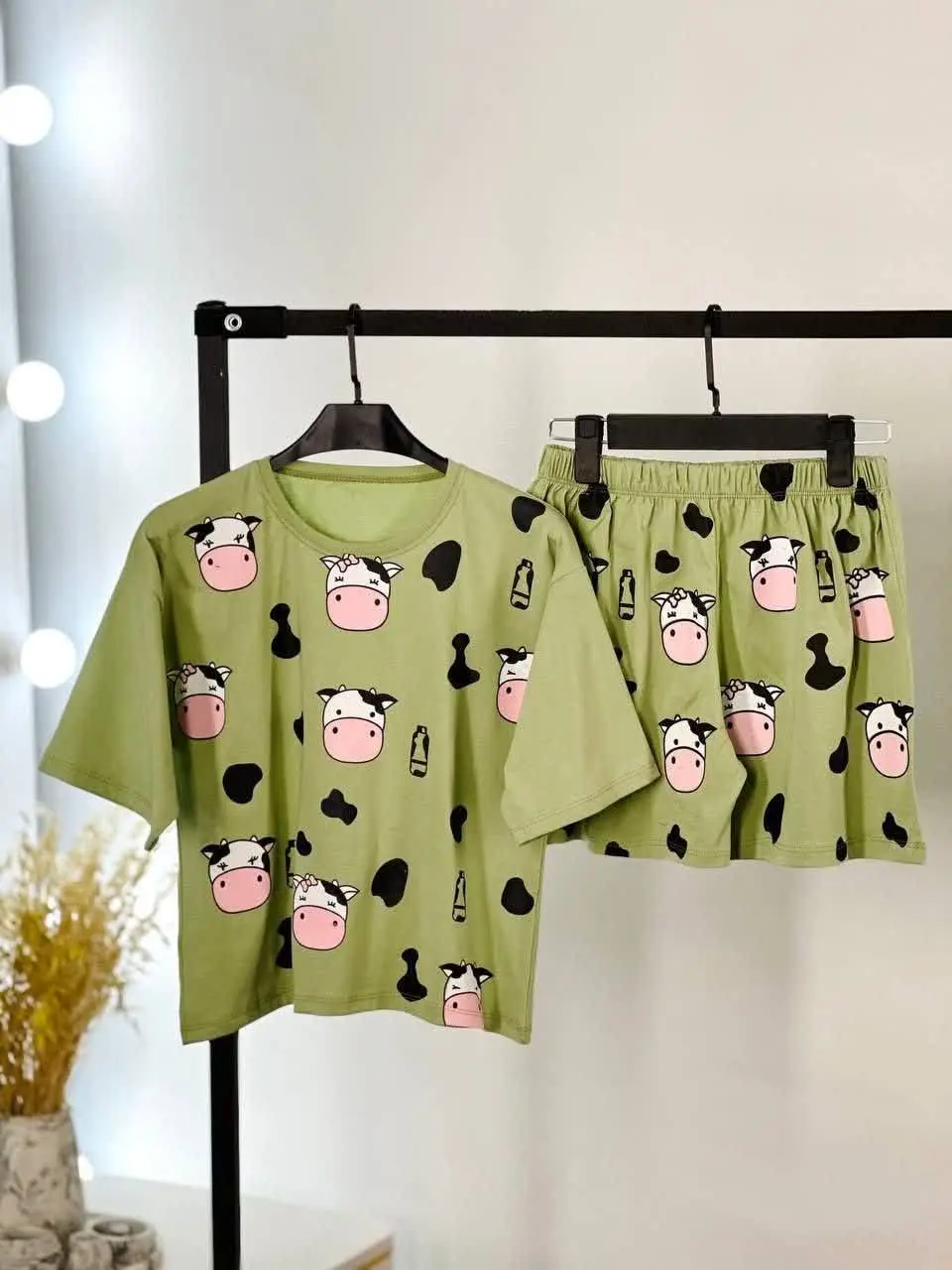 ‌👚 کراپ شورتک چاپ گاوی 👚
