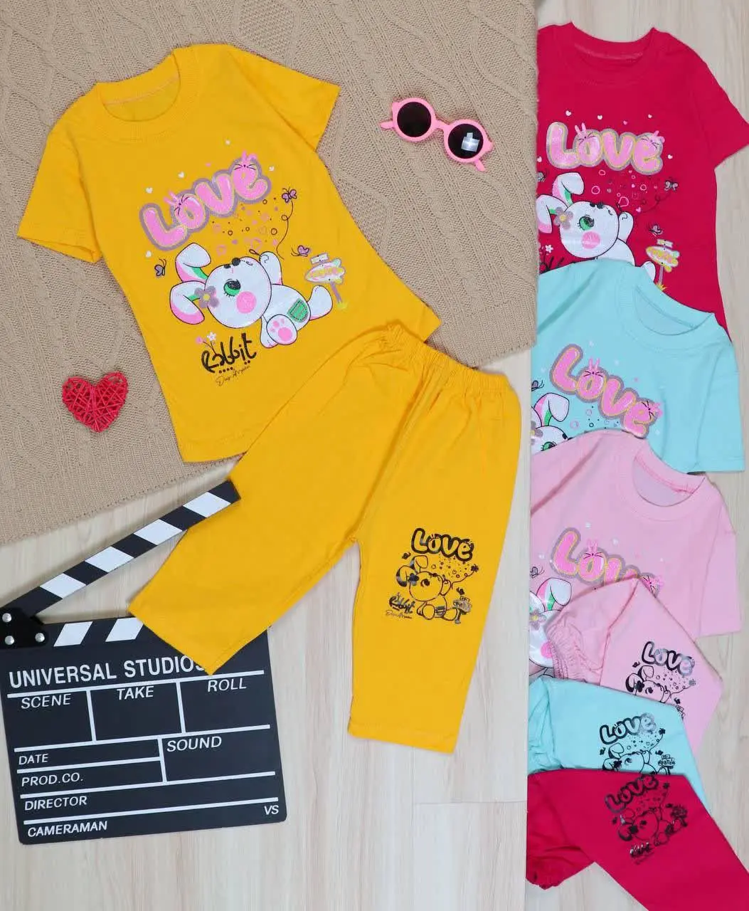 👫تیشرت و شلوارک چاپ خرگوش و LOVE👫
