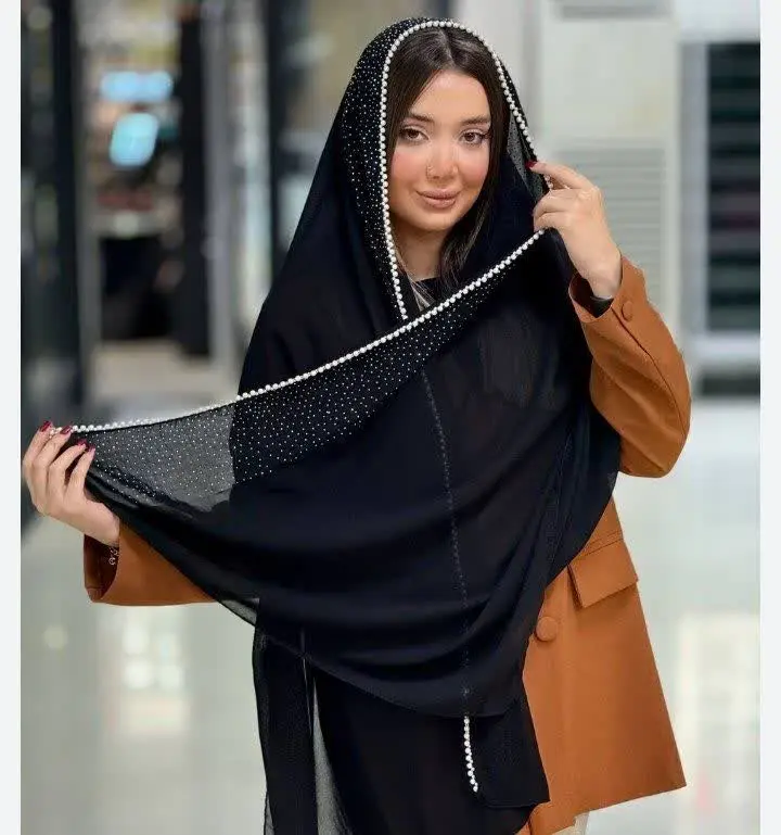 شال کرپ ملیله و نگین 
