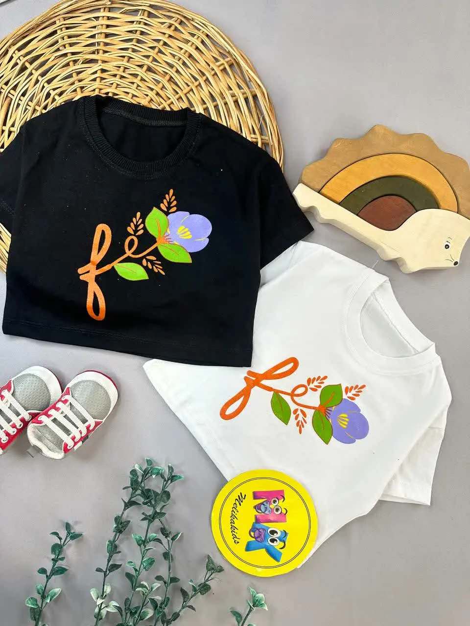 بلوز تک کراپ طرح گل یاسی نوزادی و کودک کد ۱۱۴۰۰۲ 
