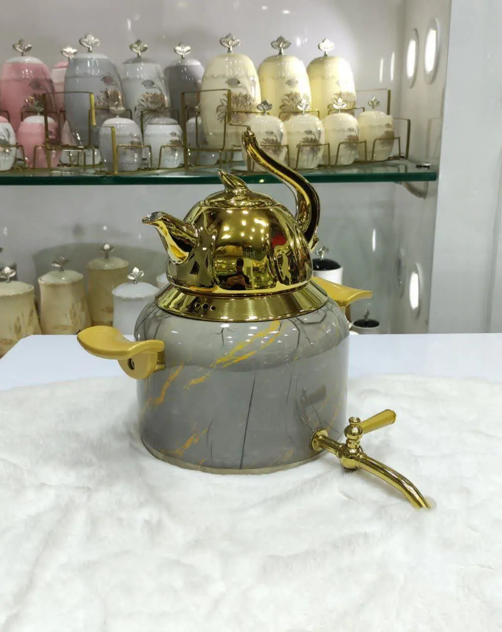 کتری قوری شیردار طرح سنگ
