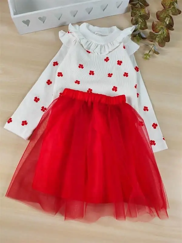 بلوز دامن گل سرخ 
