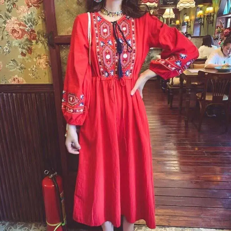 پیراهن کنفی گلدوزی