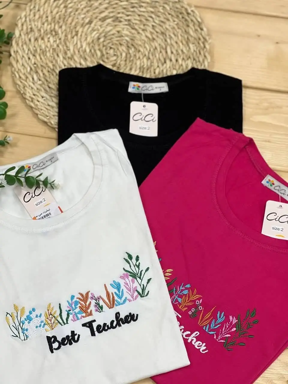 تیشرت پنبه سی سی با گلدوزی 
