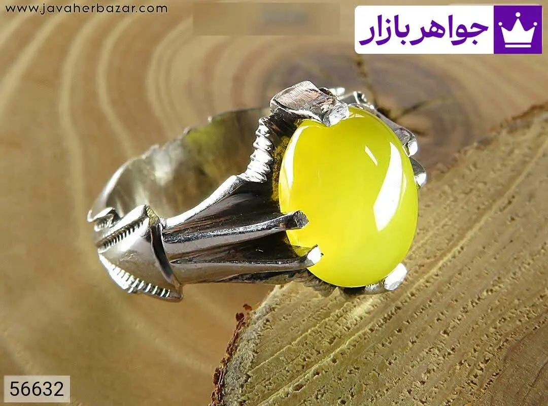 انگشتر نقره عقیق زرد مردانه...