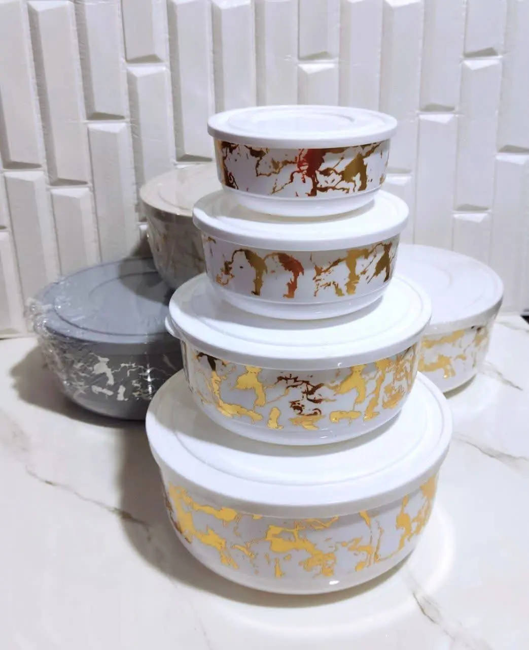 🎊کاسه درب دار طرح ماربل 🎊