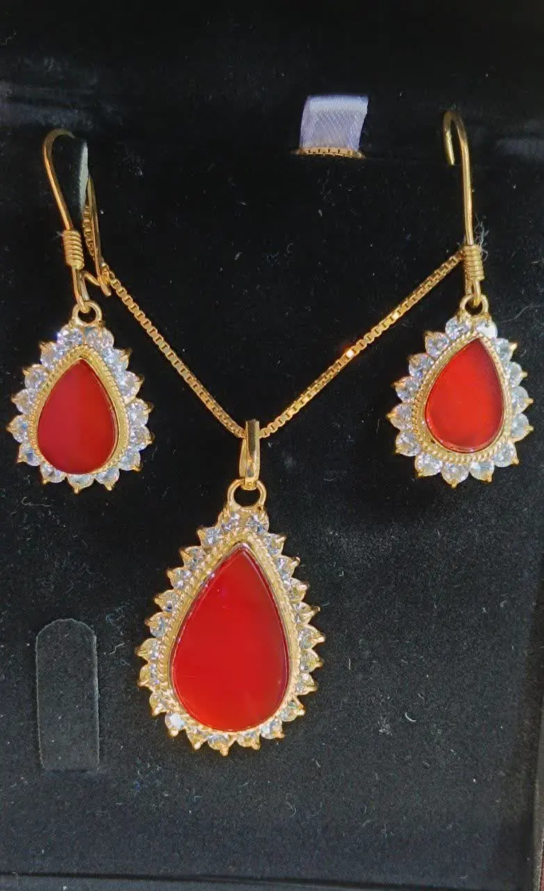 💎نیم ست نقرهزنانه عقیق سرخ