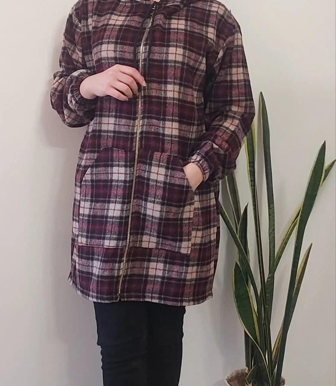 ❤️مانتو پشمی چهار خونه زیپ...