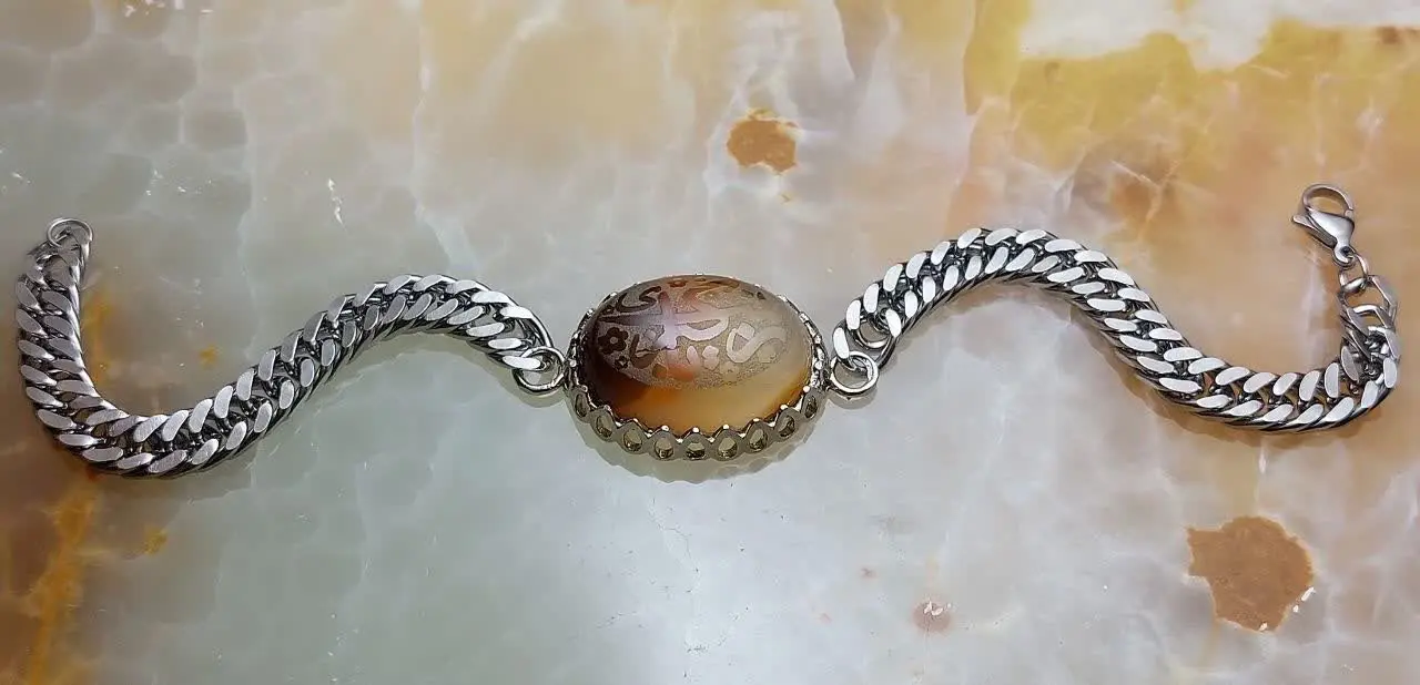 دستبند هیئتی عقیق عسلی یا ز...